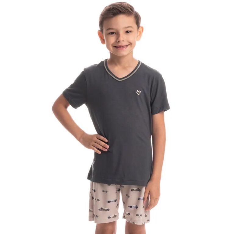 PIJAMA RACE CURTO INFANTIL CINZA ESCURO/10