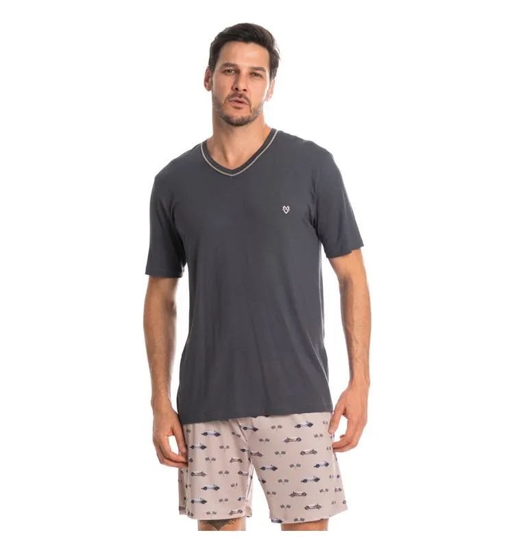 PIJAMA RACE CURTO CINZA ESCURO/GG