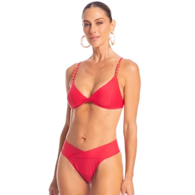 BIQUINI BOLERO TRIANGULO TRANSPASSADA MEDIA VERMELHO VIVO/GG