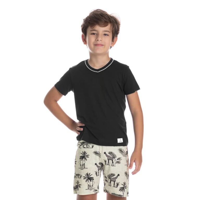 PIJAMA SAFARI CURTO INFANTIL PRETO/14