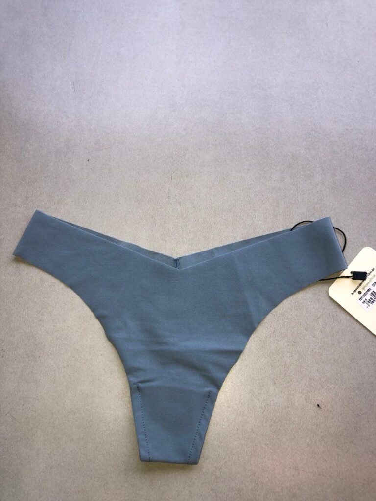 CALCINHA FIO DENTAL EM MICROFIBRA NUDE - AZUL GRAFITE - G