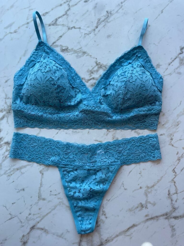 CALCINHA FIO DENTAL EM RENDA - AZUL REFLEXO - G