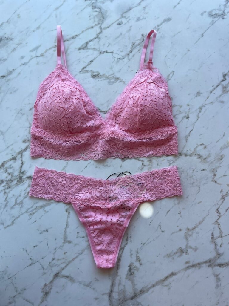 CALCINHA FIO DENTAL EM RENDA - ROSA ALGODAO - G