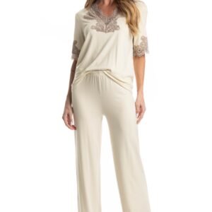 PIJAMA MILENA LONGO MANGA CURTA MARFIM