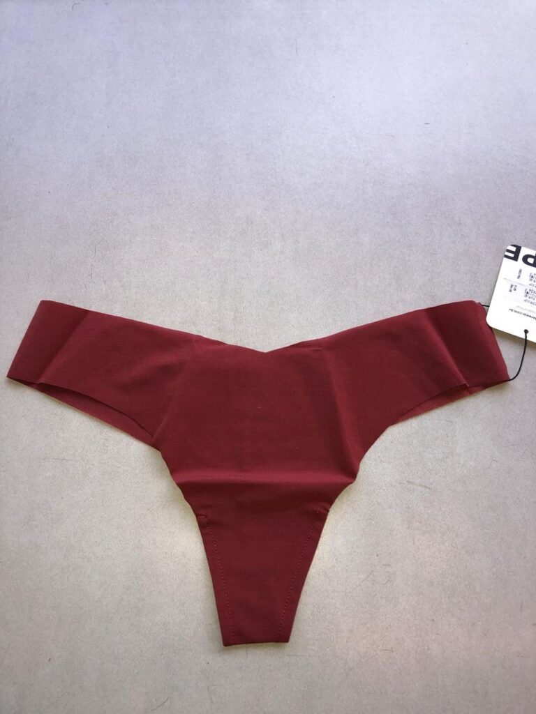 CALCINHA FIO DENTAL EM MICROFIBRA NUDE - VERMELHO JASPE - M