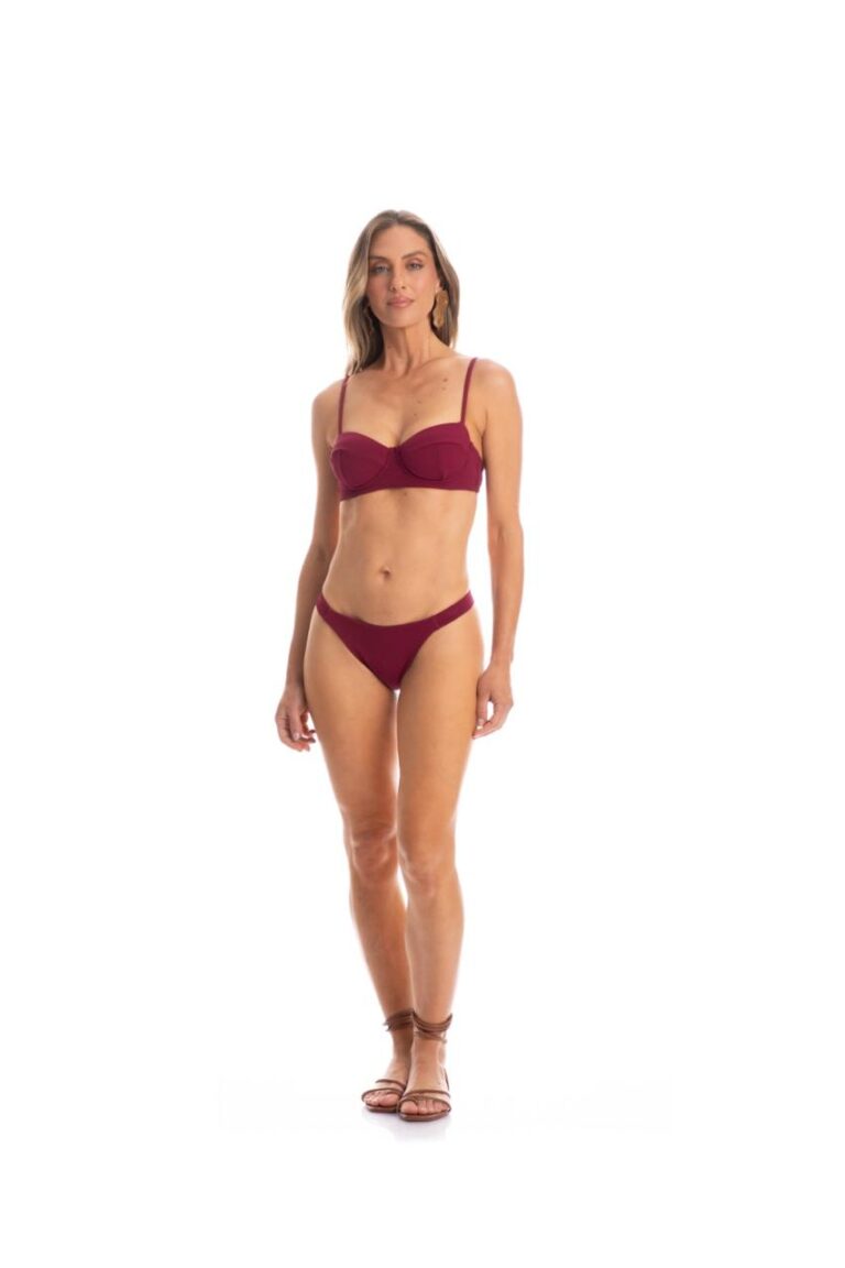BIQUINI BURGUNDY ARO CORSET TIRA MEDIA BORDO/P