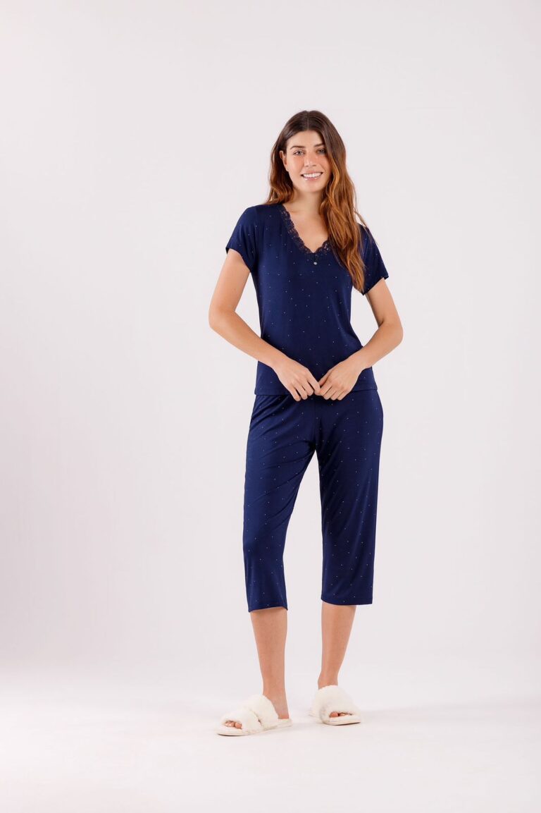 PIJAMA FEMININO MGA CTA C/ CALAA PANTACOURT / UNICA / G
