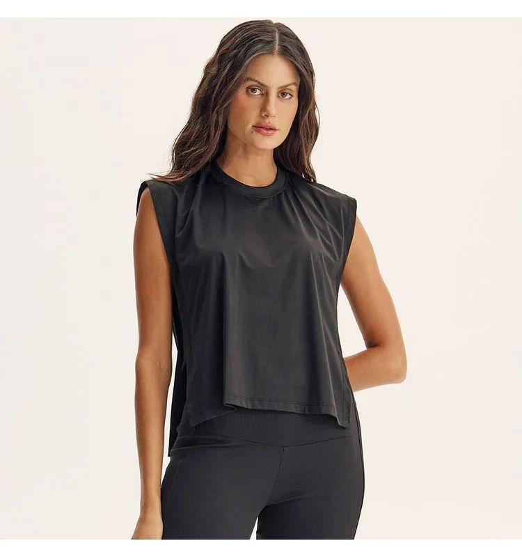 REGATA RIB MATTE COM ABERTURA LATERAL PRETO/P